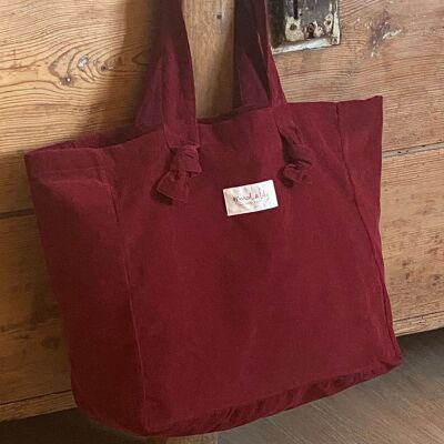 Velvet shopping bag - Bordeaux