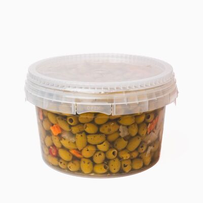 Nonnas grüne Oliven in Öl mit einer Mischung aus eingelegtem Gemüse – Format 3,5 kg
