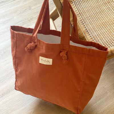 Velvet shopping bag - rust