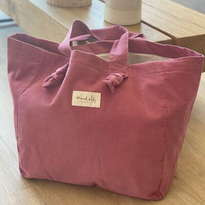 Velvet shopping bag - Rosewood
