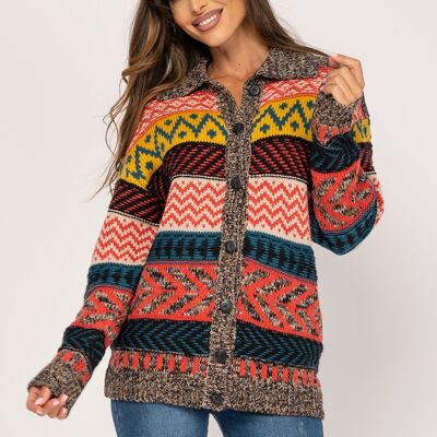 LANGE STRICKJACKE 80 % ACRYL 20 % WOLLE OC8204C_MULTICOLOR