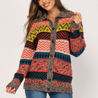 LONG KNITTED JACKET 80% ACRYLIC 20% WOOL OC8204C_MULTICOLOR