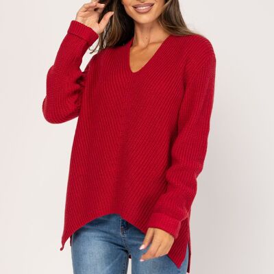 PULL EN MAILLE 70% ACRYLIQUE 30% LAINE AR8135J_FRAISE