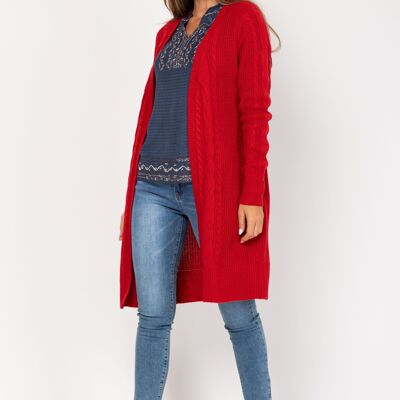 LONG KNITTED JACKET 100% ACRYLIC AR8136C_RED