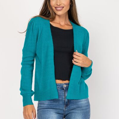 KNIT JACKET 64% ACRYLIC 34% POLYESTER 2% ELASTAN AR8138C_TURQUOISE