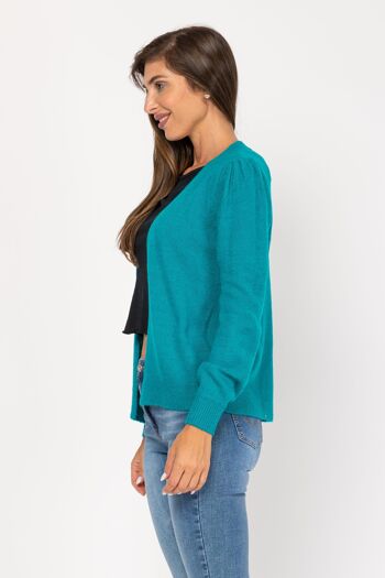 VESTE EN MAILLE 64% ACRYLIQUE 34% POLYESTER 2% ÉLASTAN AR8138C_TURQUOISE 3