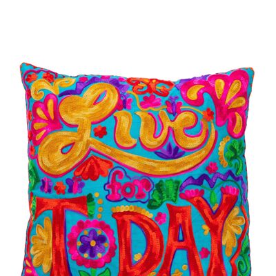 EMBROIDERED CUSHION 100% POLYESTER DO9496CO_UNICO