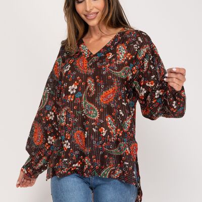 BLUSA ESTAMPADA 95%VISCOSA 5%METALICO IC8059B_CHOCOLATE