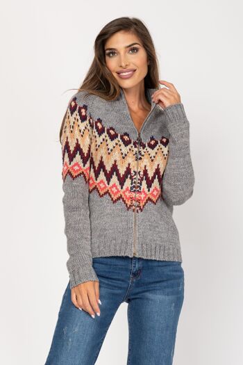 PULL EN MAILLE 80% ACRYLIQUE 20% LAINE OC8198C_GREY 1