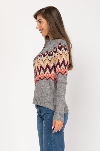 PULL EN MAILLE 80% ACRYLIQUE 20% LAINE OC8198C_GREY 3