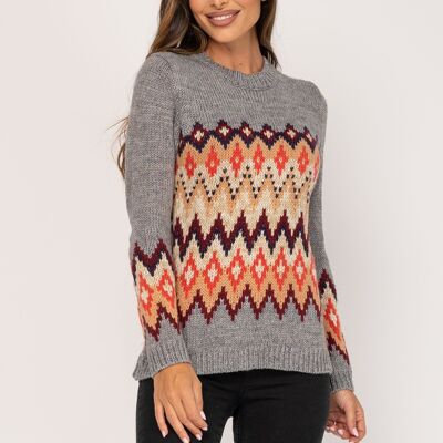 PULL EN MAILLE 80% ACRYLIQUE 20% LAINE OC8199J_GREY