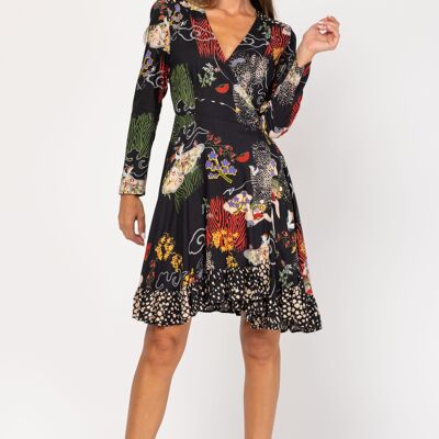 100% VISCOSE PRINTED DRESS PR8081V_BLACK