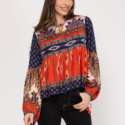 BLUSA 100% VISCOSA STAMPATA PR8131B_ROSSO