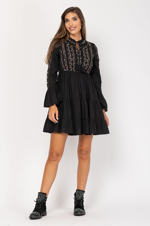 VESTIDO LISO 100%ALGODON PR8227V_NEGRO