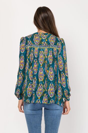 BLOUSE IMPRIMÉE 100% COTON PR8236B_TURQUOISE 7