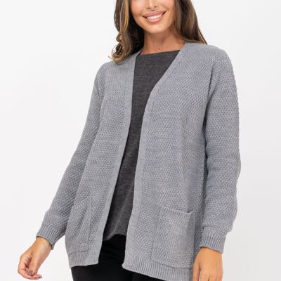 KNITTED JACKET MADE IN SPAIN 100% ACRYLIC QP6159C_GRAY