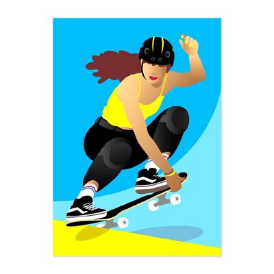 A4 Bild Skater-Girl im Sprung für Kinder und Jugendliche