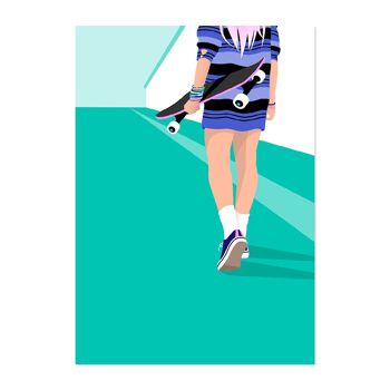 Image A4 patineuse fille avec planche pour enfants et adolescents 3