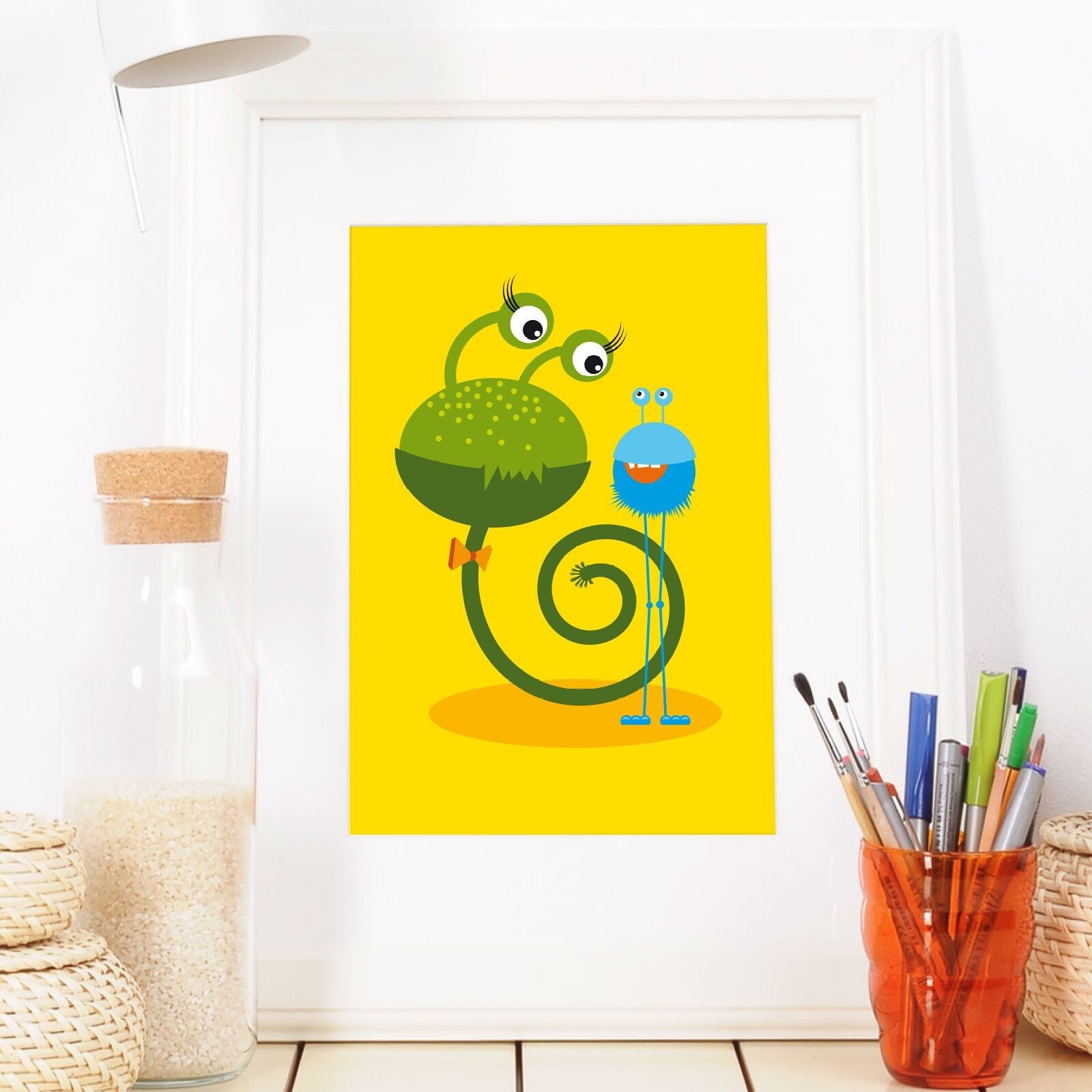 A4 Bild Monster-Freunde „Kringel und Mox“ für Kinder