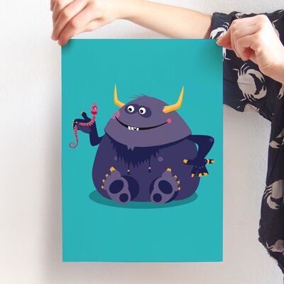 Tableau A4 Monster Friends « Pendi et le Mal » pour enfants