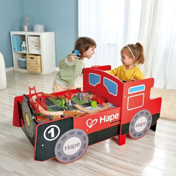 Hape - Jouet en bois - Circuit de train - Table de train locomotive  1