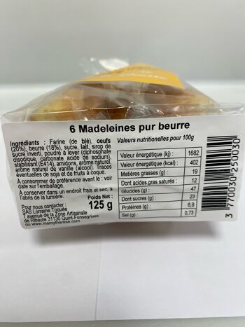 sachet de 6 madeleines pur beurre 2