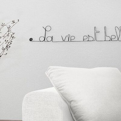 Decorazione da parete in filo metallico "La vita è bella" da appendere - Gioielli da parete