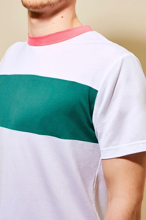 T-SHIRT SPORT HOMME VERT COLORBLOCK