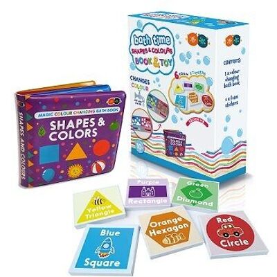 Libro de baño y pegatinas que cambian de color mágico - Formas y colores
