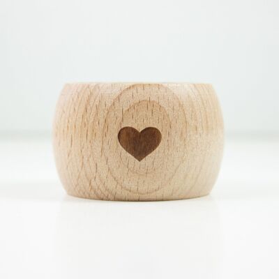 2 in 1 napkin ring and heart egg cup made from sustainable beech wood