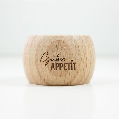 2 in 1 napkin ring and egg cup "Bon appetit" made from sustainable beech wood