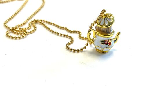 Neclace stainless steel gold teapot with mouse