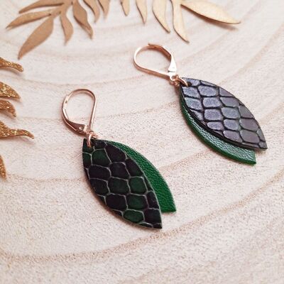 Emerald snake MINI-PETALE earrings