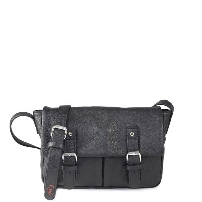 Bolso bandolera BONN 11 - Pequeño Piel de vacuno granulada Negro