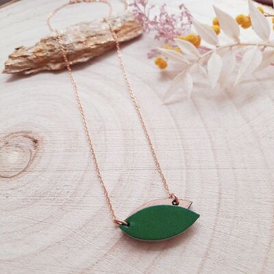 Emerald MINI-PETAL wooden necklace