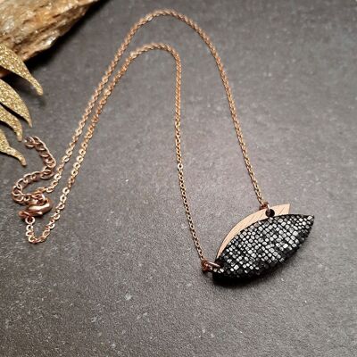 MINI-PETAL wooden necklace Black