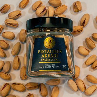 Pistaches Akbari torréfiées et salées (1,5%) 80g