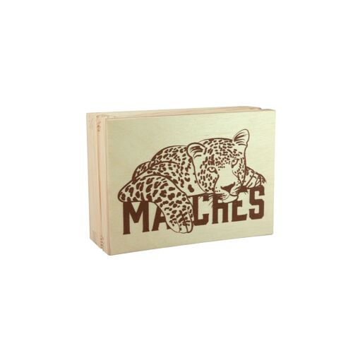 Long matches in wooden box "Leopard"