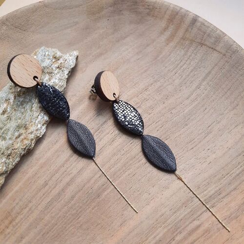 Boucles d'oreilles pendantes IRIS Noir