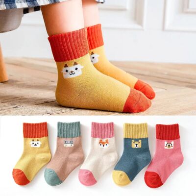 Pack de 5 calcetines hasta la rodilla con diseño de animales para niños