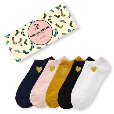 Golden Heart Ankle Socks (Pack x5)