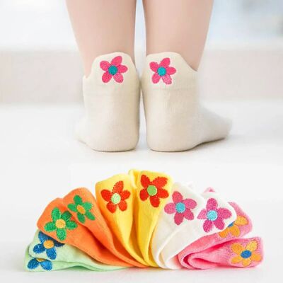 Paquete de 5 calcetines con lengüeta de flores para niños