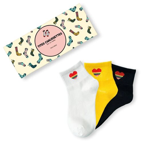 Chaussettes Coeur Arc-en-Ciel (Lot x3)