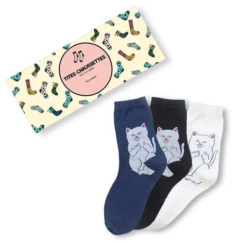 Buy wholesale Rebel Cat Socks (Pack x3)