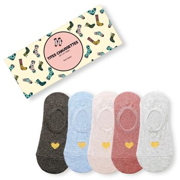 Socquettes Invisibles Coeur Doré (Lot x5) 1