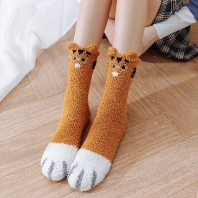 Fleece Cat Face Socks
