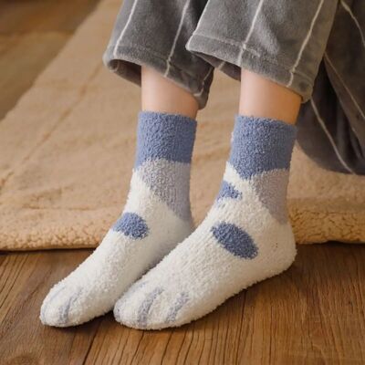 Pastellfarbene Katzenpfoten-Fleece-Socken