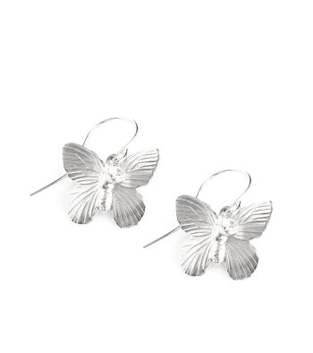 Boucles d'oreilles papillon en argent avec cristaux clairs 1