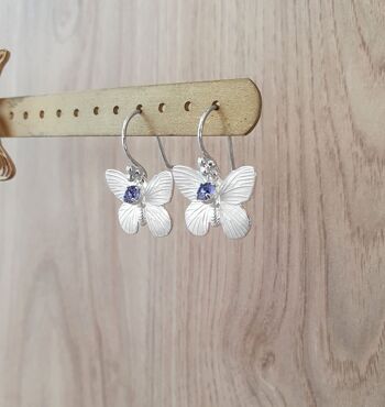 Boucles d'oreilles papillon en argent avec cristaux clairs 5