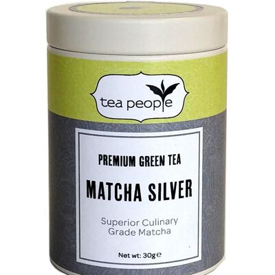 Matcha Argento - Piccola scatola di latta per vendita al dettaglio da 30 g